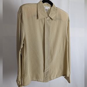 Vintage Mr. Jax 100% silk beige button down shirt